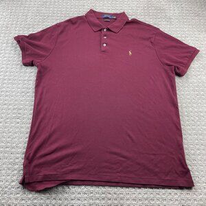 Polo Ralph Lauren Shirt Men Extra large XL Burgundy Custom Slim Fit - Defect